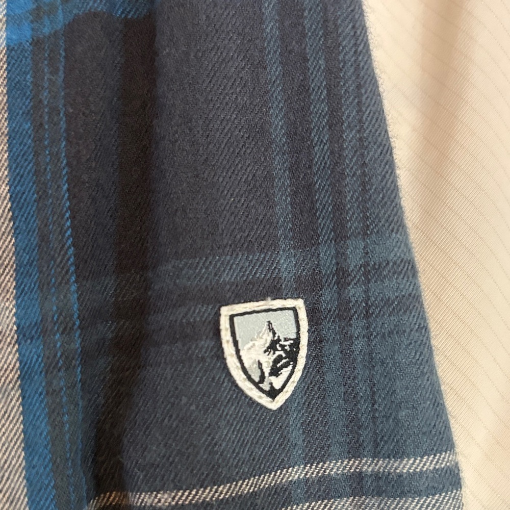 Kuhl Navy and White Plaid Button Down Shirt - Picture 3 of 3
